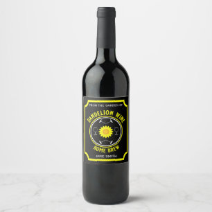 Home Brewed Dandelion Wine Custom Wine Label