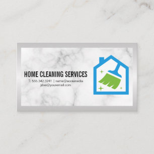 Home Broom Logo Marble Business Card