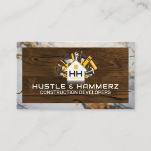 Home Build Construction Tools Wood Marble Business Card
