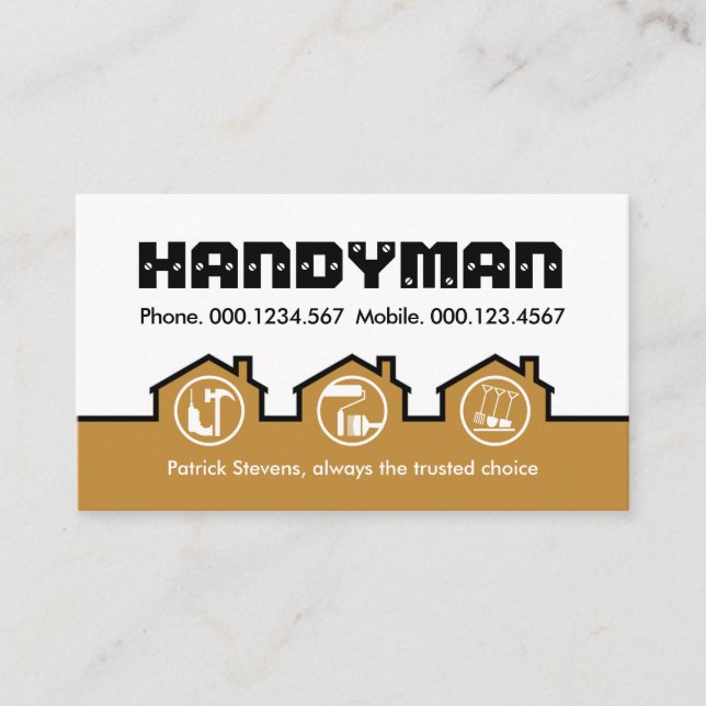 Home Building House Brown Layers Business Card (Front)
