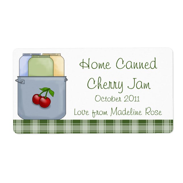 Home Canned Cherry Jam Jar Label (Personalise) (Front)