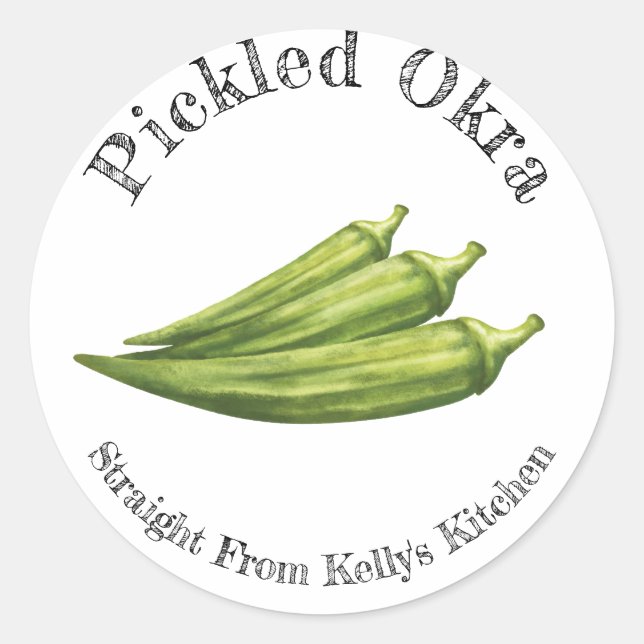 Home Canning Business Pickled Okra Food Label (Front)