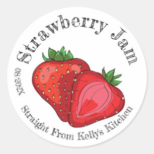 Home Canning Business Strawberry Jam Label w/ Date