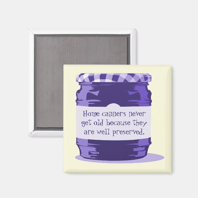 Home Canning Humor Retro Purple Jelly Jar Kitchen Magnet (Front/Back)