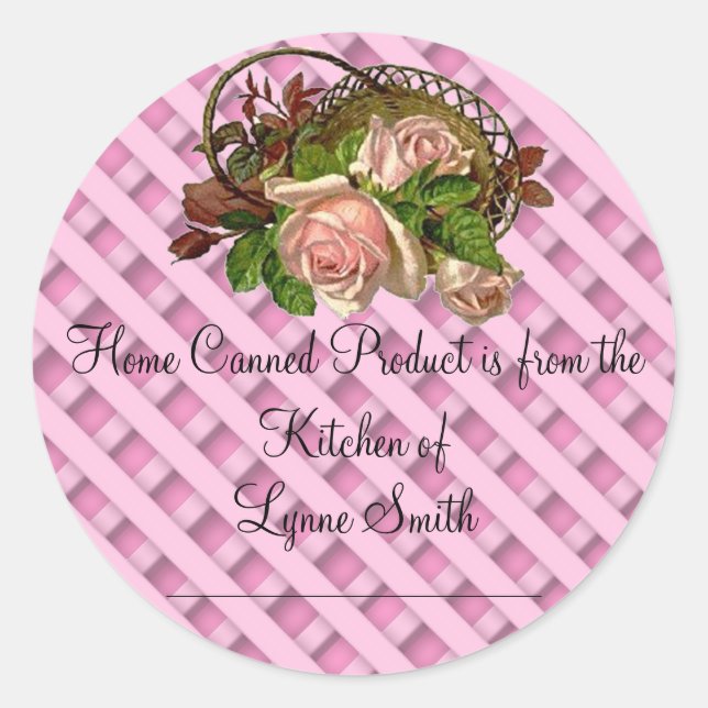 Home Canning Labels -- with Pink Roses (Front)