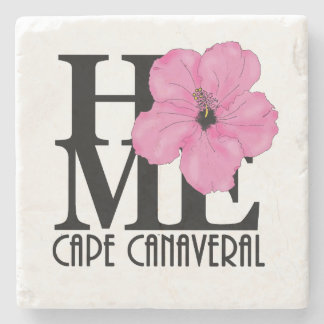 HOME Cape Canaveral Pink Hibiscus Stone Coaster