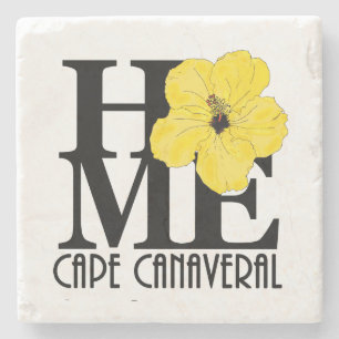 HOME Cape Canaveral Yellow Hibiscus Stone Coaster