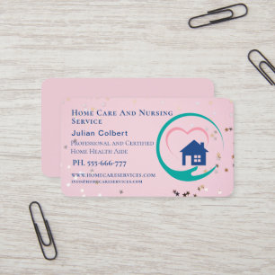 Home Care And Nursing Service Charming Pink Business Card
