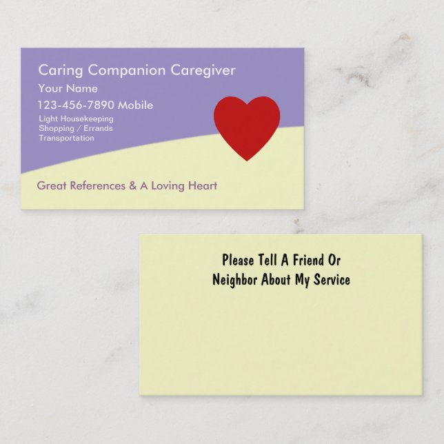 Home Caregiver Business Cards (Front/Back)