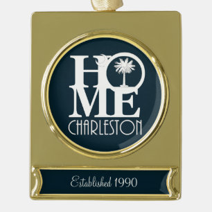 HOME Charleston Customisable - year established Gold Plated Banner Ornament