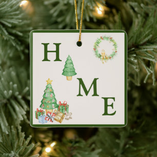 Home Christmas Tree Simple Ceramic Ornament