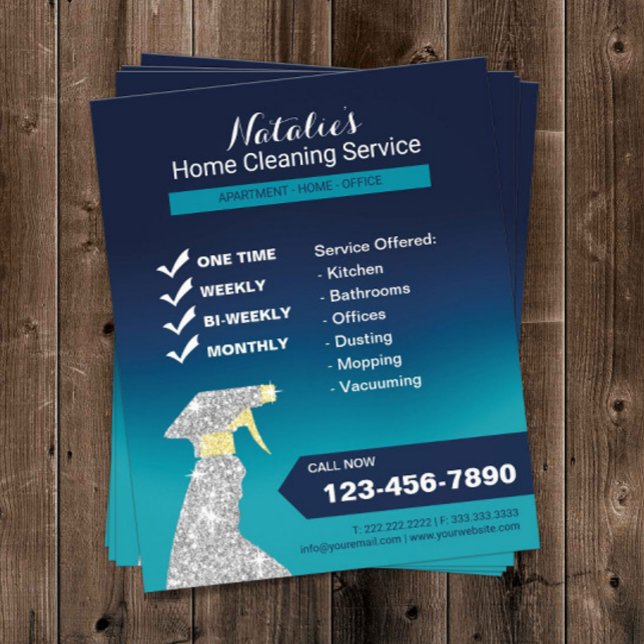 Home Cleaning House Keeping Service Ocean Blue Flyer (Creator Uploaded)