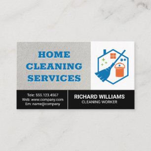 Home Cleaning Mop Broom House Logo Business Card