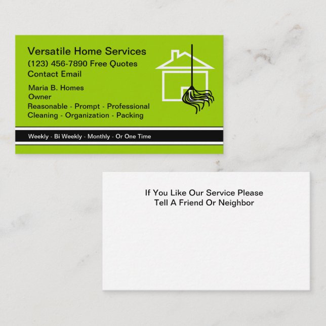Home Cleaning Services Business Cards (Front/Back)