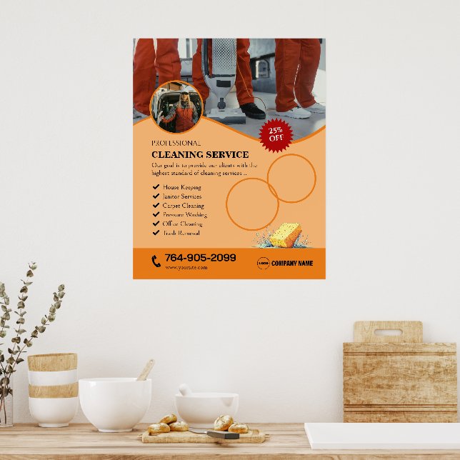 Home Cleaning Services Custom Poster (Kitchen)