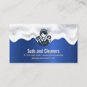 Home Cleaning Soap Suds Maid with Broom Business Card