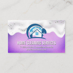 Home Cleaning   Soap Suds   Purple Metallic Business Card