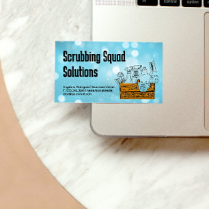 Home Cleaning Tools in Wood Box   Maid Business Card