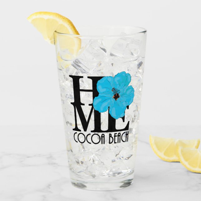 HOME Cocoa Beach Blue Hibiscus Glass (Front Ice)
