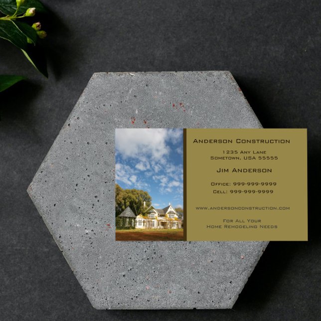 Home Construction Business Card - Olive (Olive Home Construction Business Card)