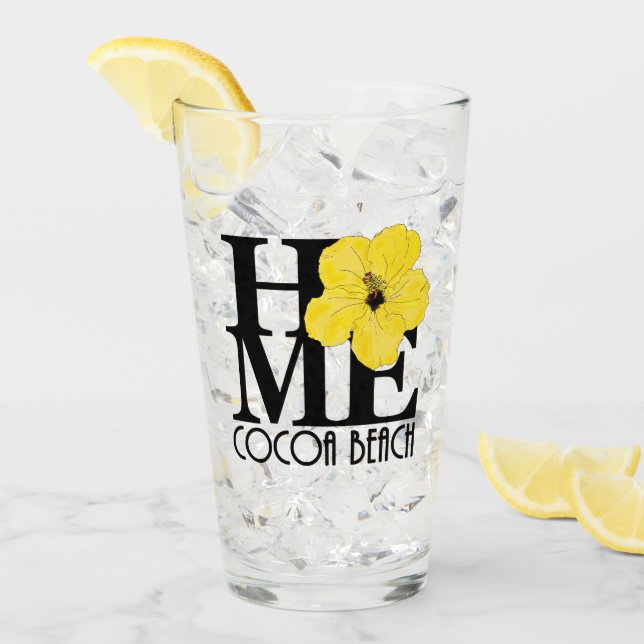 HOME Cooca Beach Yellow Hibiscus Glass (Front Ice)