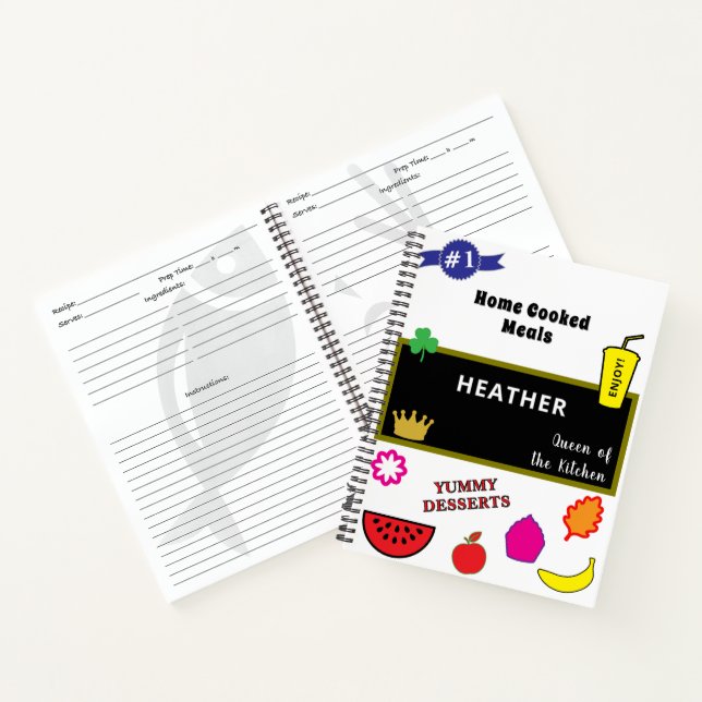 Home Cooked Meals Chalkboard Family Recipes Name Notebook (Inside)