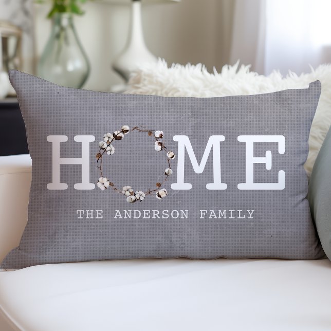 Home Cotton Wreath Farmhouse Rustic Personalised Lumbar Cushion (Creator Uploaded)