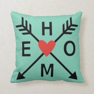 Home, crossed arrows with red heart cushion