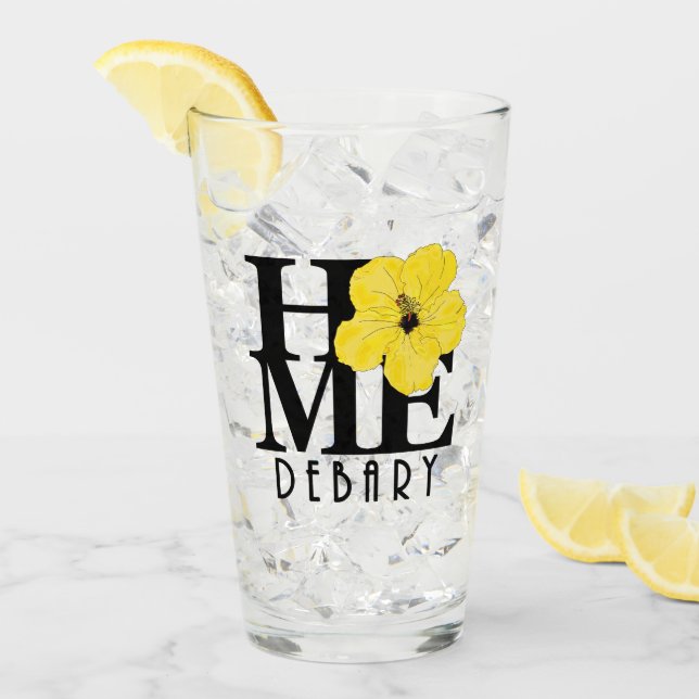 HOME Debary Yellow Hibiscus Glass (Front Ice)