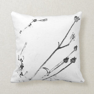 Home Decor Cushion White Nature Drawing