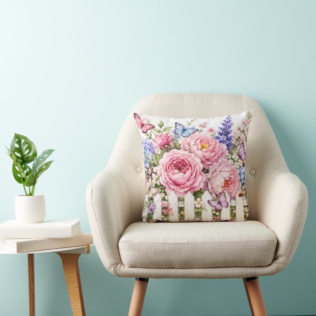 Home Decor Pillow Butterfly Flowers (Chair)