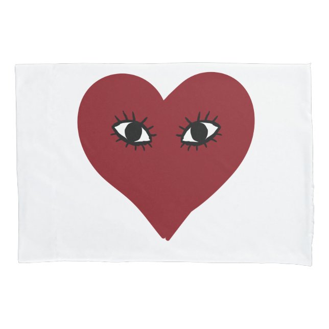 Home Decor Red Heart Pillowcase (Front)