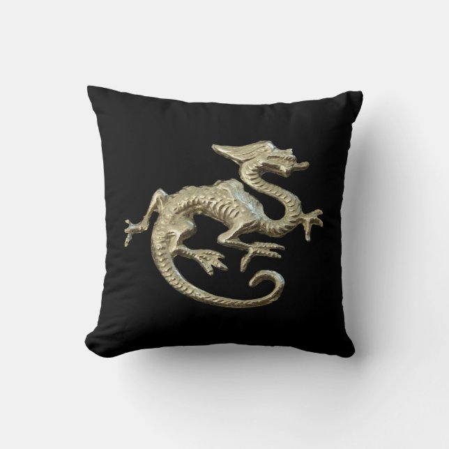 Home Decorating, Accessory, Black Pillow Dragon (Front)