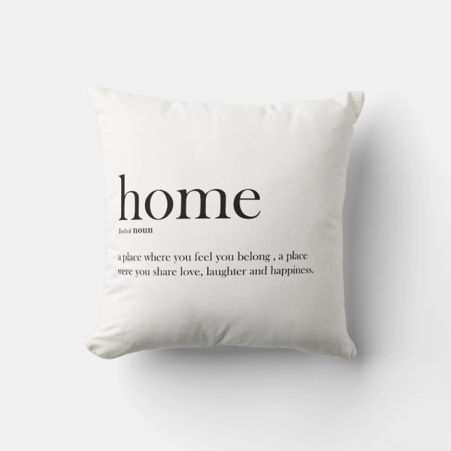 Home definition, typography, trendy, modern cushion (Front)