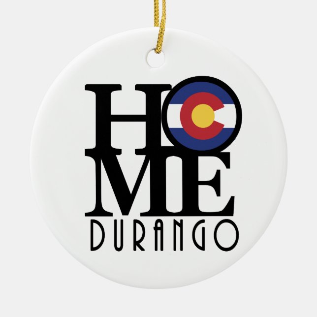 HOME Durango Colorado Ceramic Tree Decoration (Front)