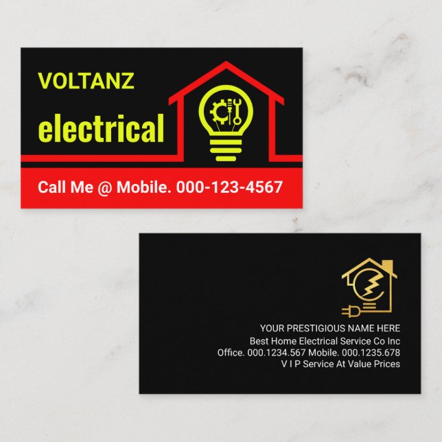 Home Electric Bulb Circuit Lighting Business Card (Front/Back)