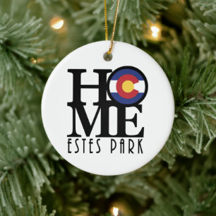 HOME Estes Park Colorado Ceramic Tree Decoration