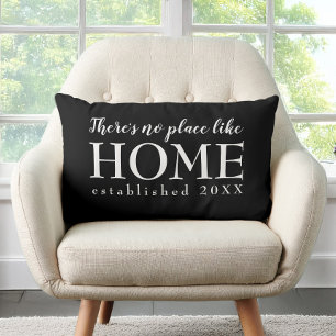 Home Family Quote Year Established Black and White Lumbar Cushion