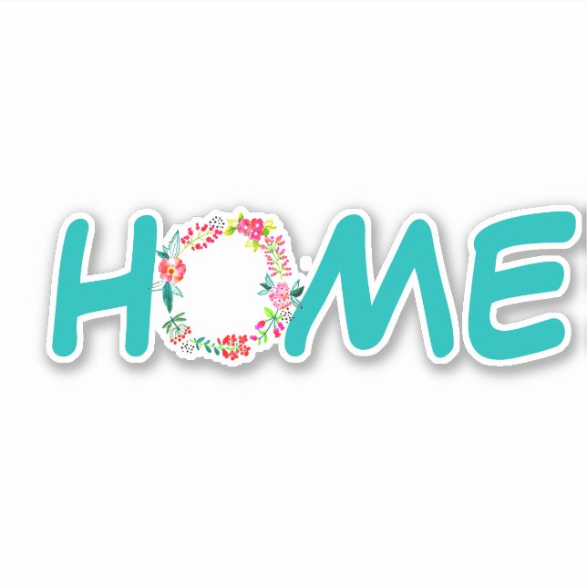 Home floral wreath sticker (Front)