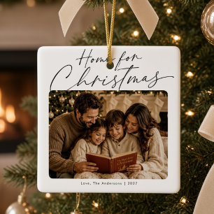 Home for Christmas Personalised Family Photo Ceramic Ornament