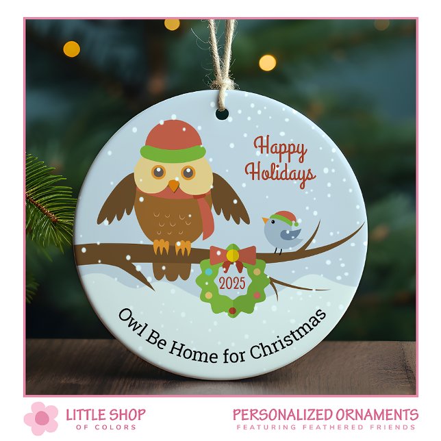 Home for Christmas Snow Owl Ceramic Tree Decoration (Creator Uploaded)