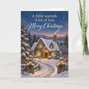Home for Christmas Snowy Cottage Christmas Card