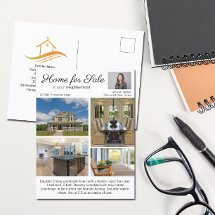 Home For Sale Real Estate Listing Photo Marketing Postcard