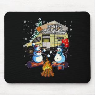 Home For The Christmas Holidays Snowman Camping Mouse Pad