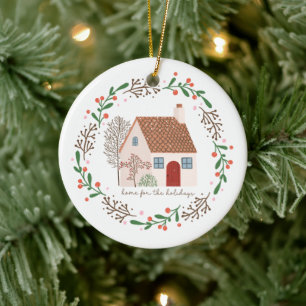 Home for the Holidays Christmas with Custom Text Ceramic Tree Decoration