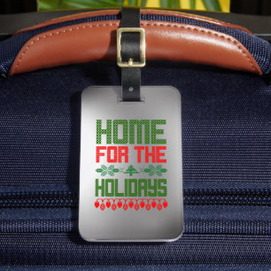 Home For The Holidays Editable Silver Luggage Tag