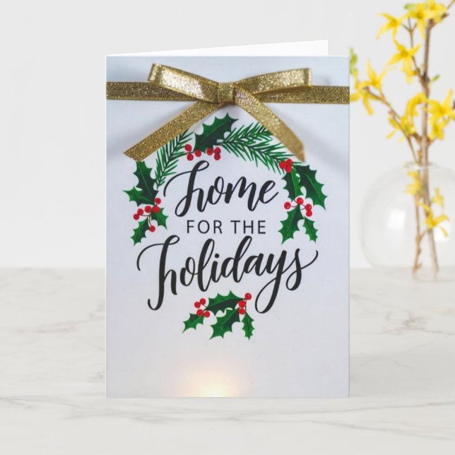 'Home for the Holidays' Folded Greeting Card (Yellow Flower)