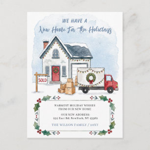 Home For The Holidays New Address Moving Holiday Postcard