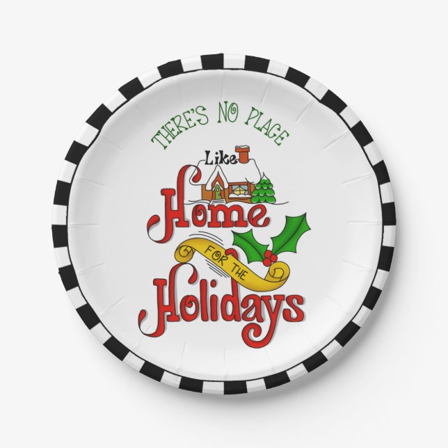 Home For The Holidays Paper Plate (Front)