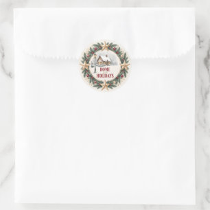 Home for the Holidays Snowy Christmas Party Classic Round Sticker